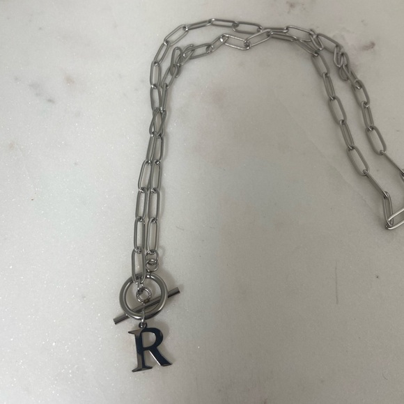 Letter Pendant with Silver Toggle Chain - Picture 4 of 5
